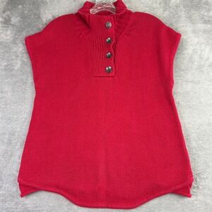 BCBGeneration Womens S‎ Red Sleeveless Sweater Mock Neck Button Up Preppy Cozy